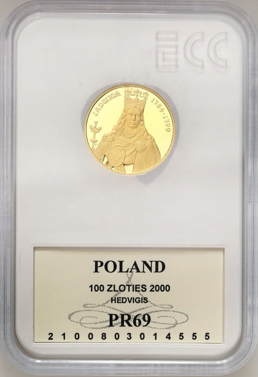 III RP. 100 złotych 2000 Królowa Jadwiga GCN PR69